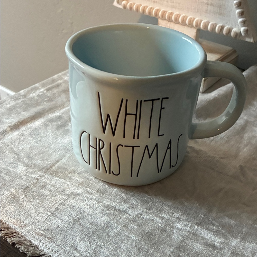 Rae Dunn Light Blue White Christmas Mug